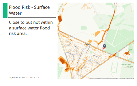 Example Surface Water Flood Risk Report Section
